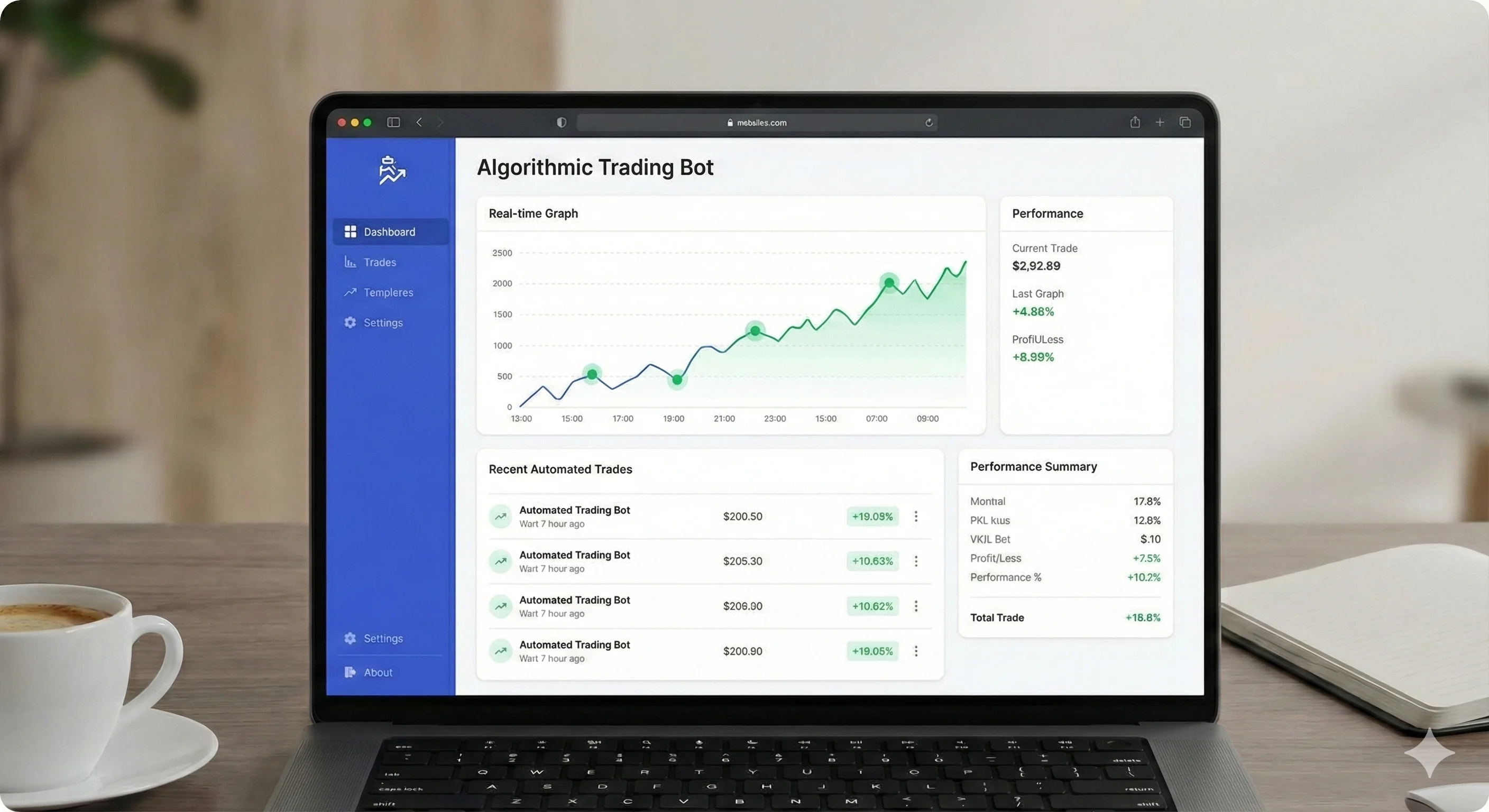 FinTech Algorithmic Trading Bot Interface